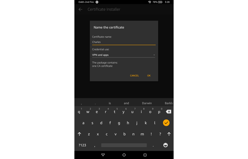 Installing the Charles Proxy root certificate on Android