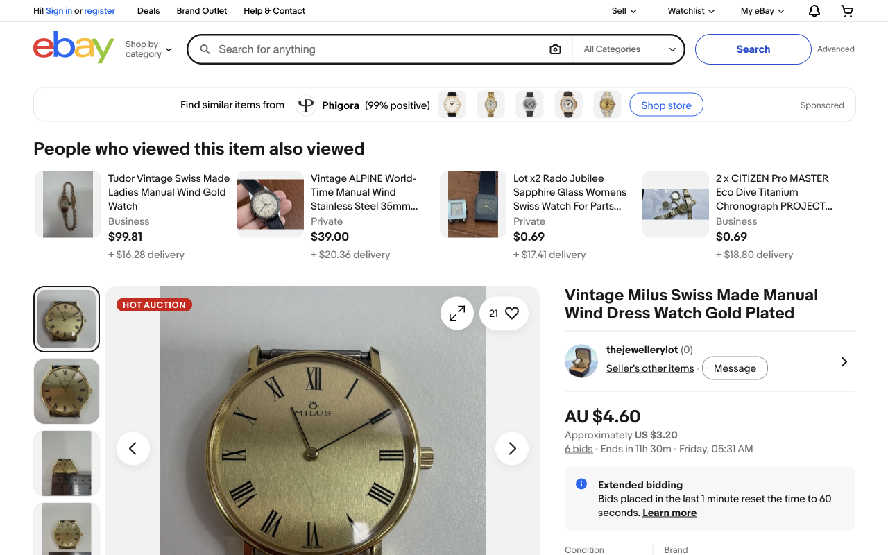 eBay 拍卖竞标页面